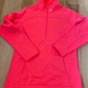 Under Armour Womens 1/4 Zip Fleece Pullover Bright Pink Size Medium
